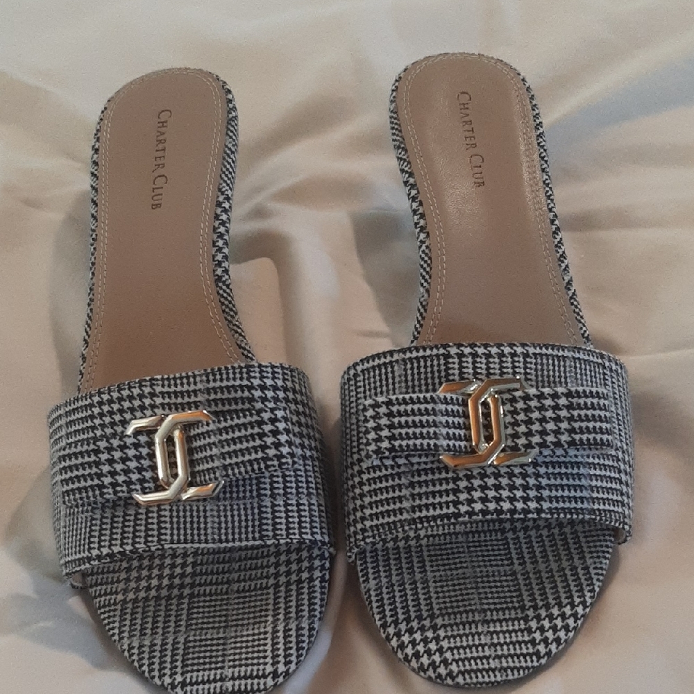 Charter Club Women's Houndstooth Slide Sandals